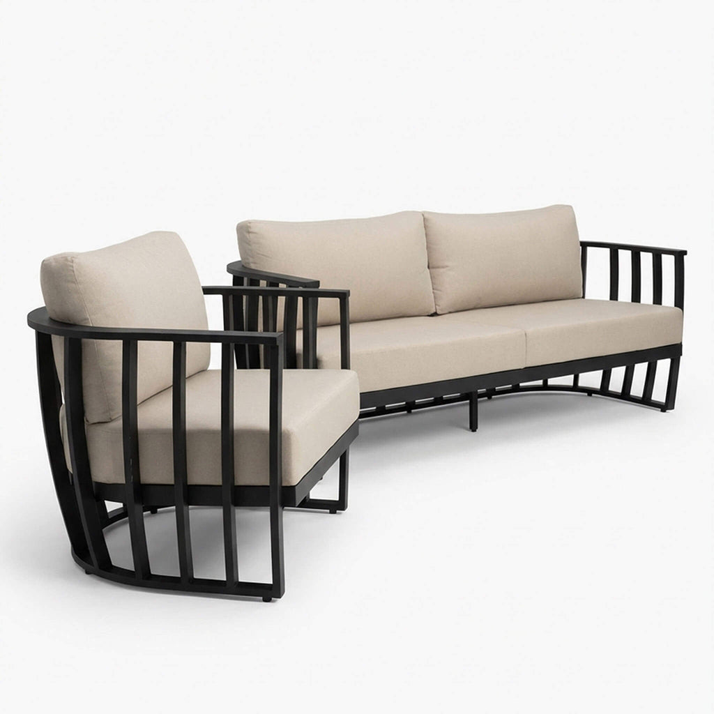 Dusklia - Lucca Outdoor 5 Seater Lounge Set with Coffee Table - Black