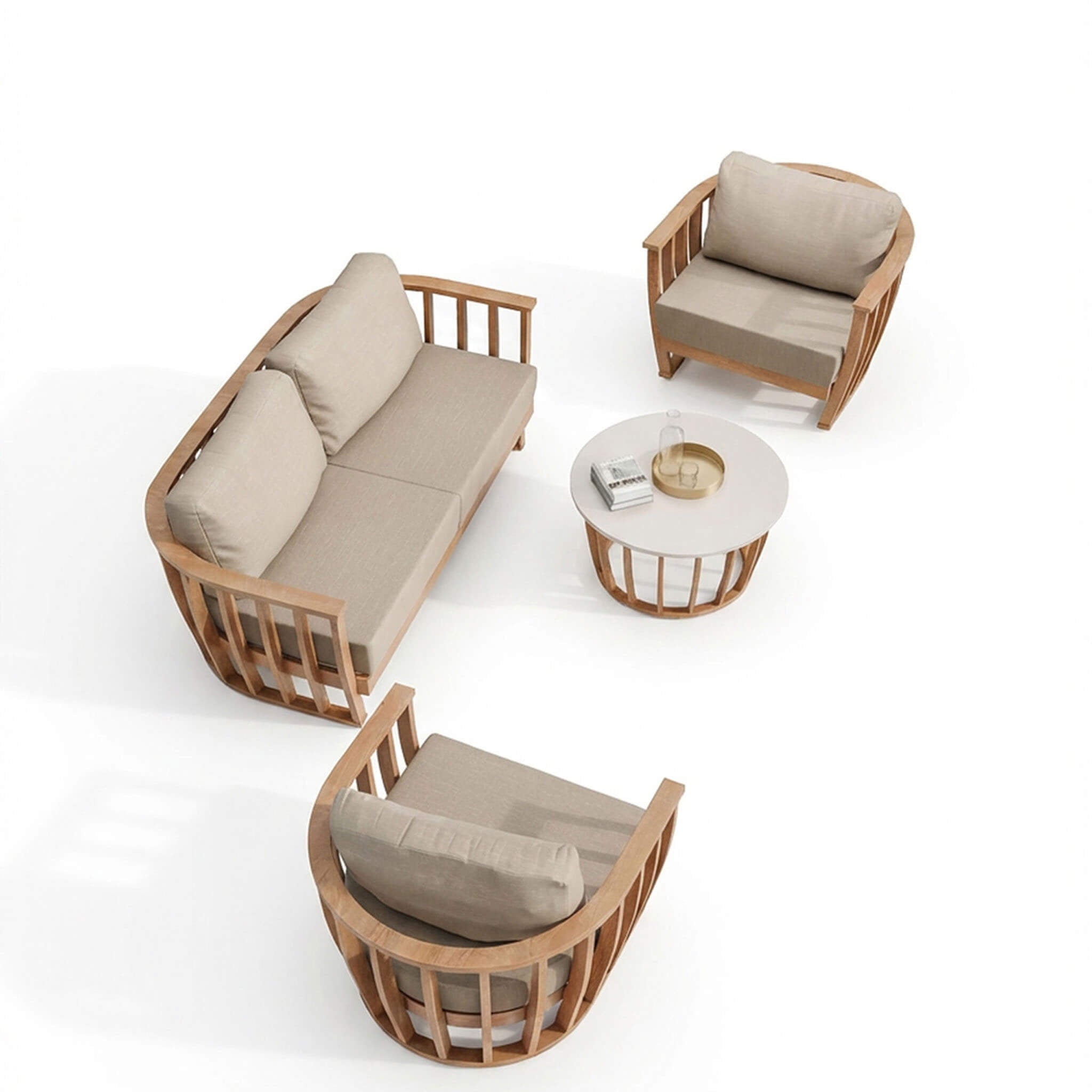 Dusklia - Lucca Outdoor 5 Seater Lounge Set with Coffee Table - Brown