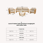 Dusklia - Lucca Outdoor 5 Seater Lounge Set with Coffee Table - Brown