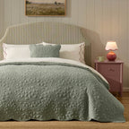 Dusklia - Lucerne Scallop Matelasse Bedspread - Forest Green