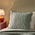 Dusklia - Lucerne Scallop Matelasse Cushion Cover - Forest Green