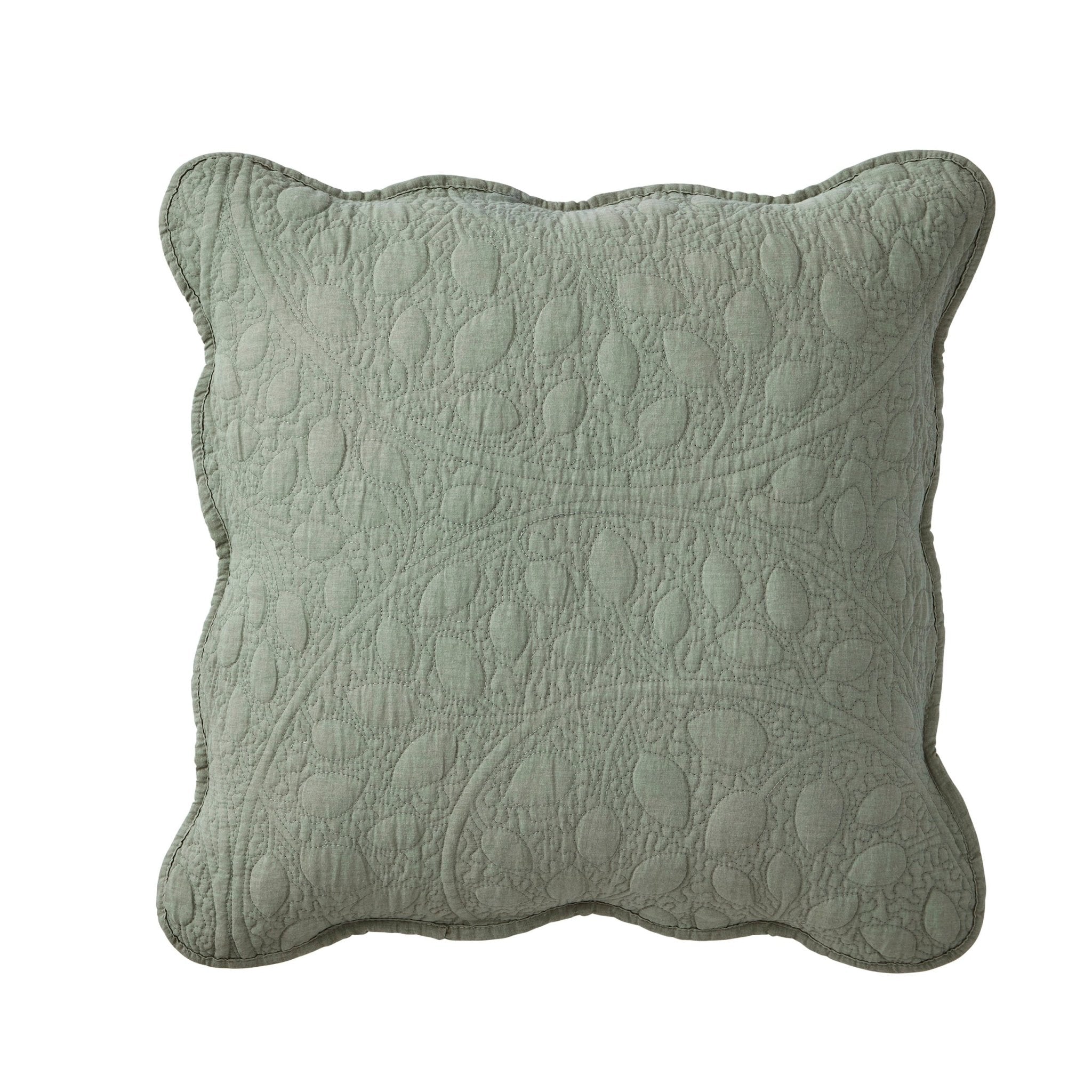 Dusklia - Lucerne Scallop Matelasse Cushion Cover - Forest Green