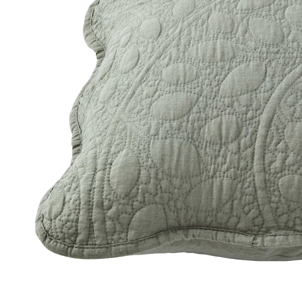 Dusklia - Lucerne Scallop Matelasse Cushion Cover - Forest Green