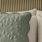 Dusklia - Lucerne Scallop Matelasse Cushion Cover - Forest Green
