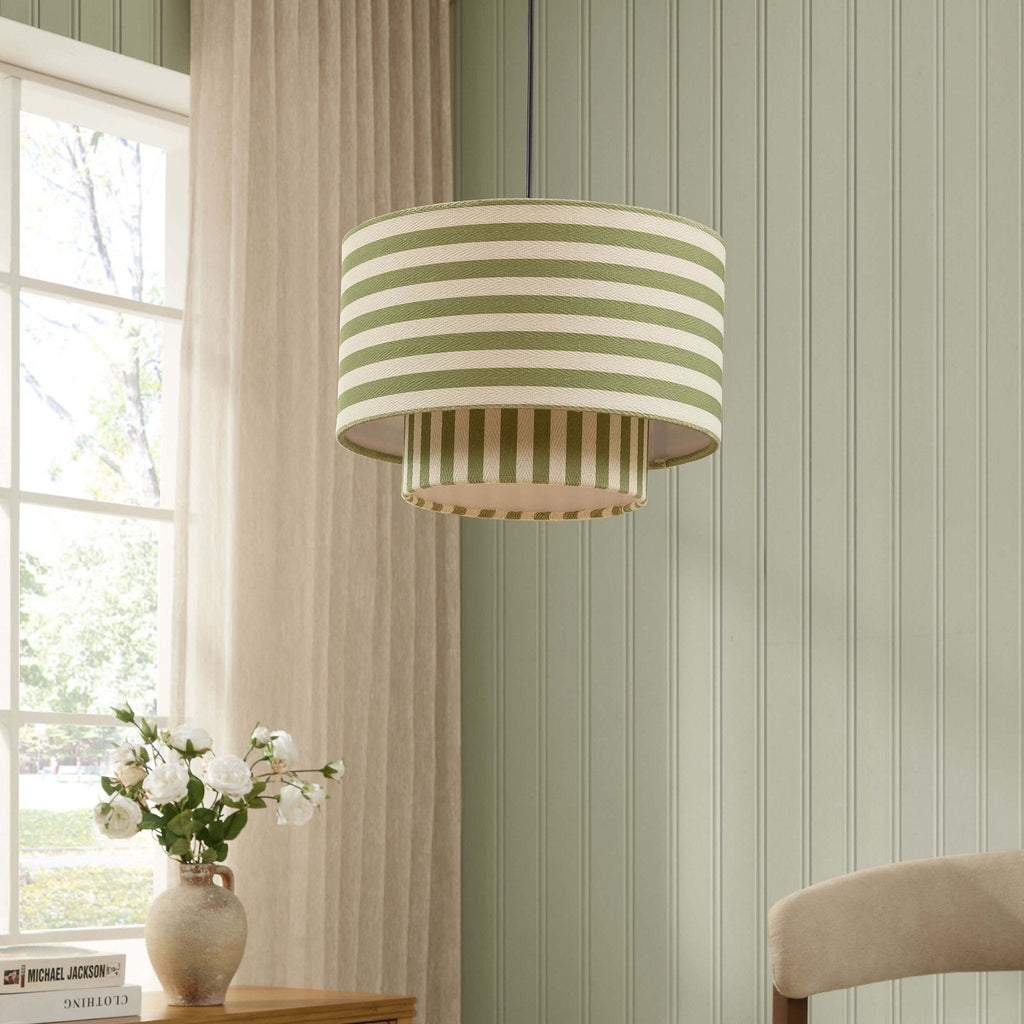 Dusklia - Lucia Striped Double Tiered Ceiling Shade - Green
