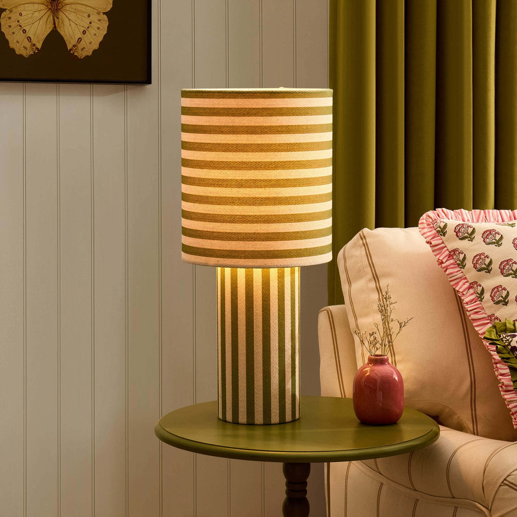 Dusklia - Lucia Striped Table Lamp - Green