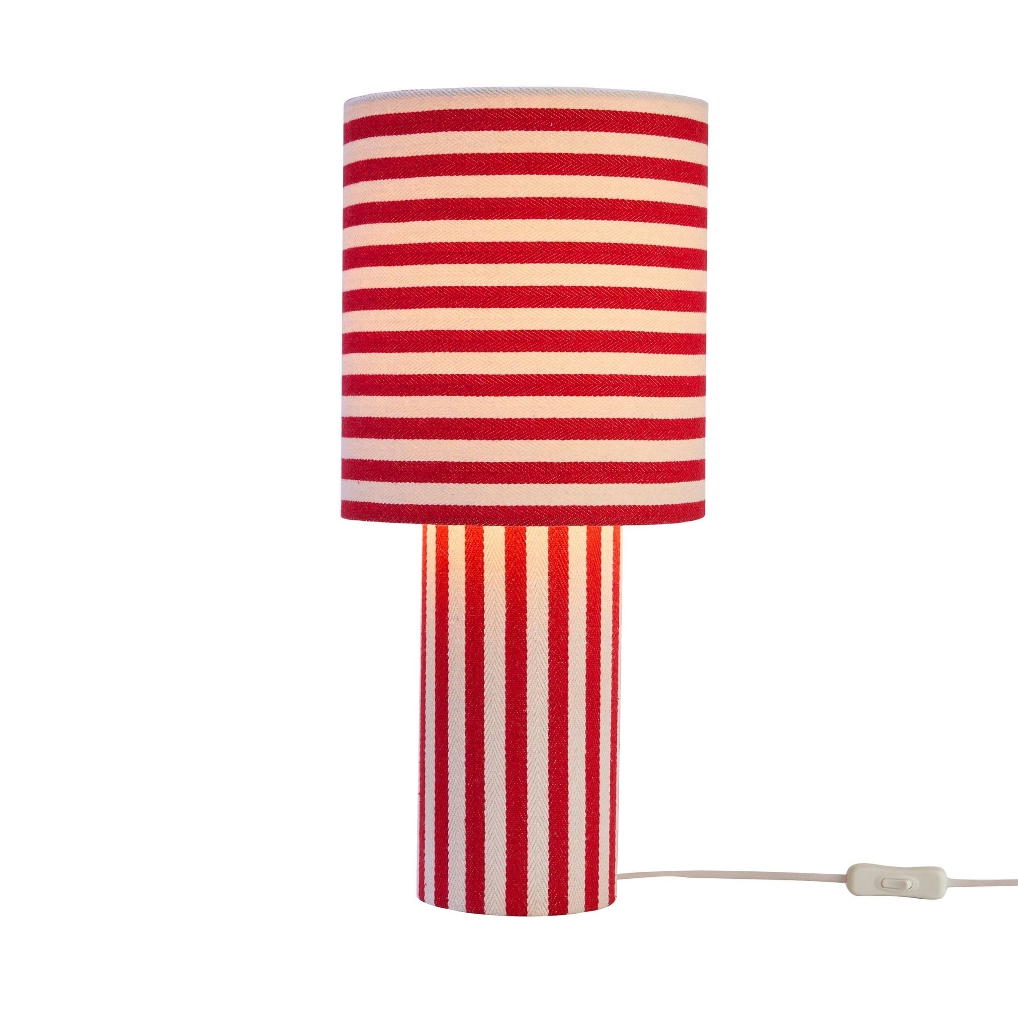 Dusklia - Lucia Striped Table Lamp - Red/White