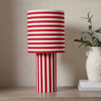 Dusklia - Lucia Striped Table Lamp - Red/White