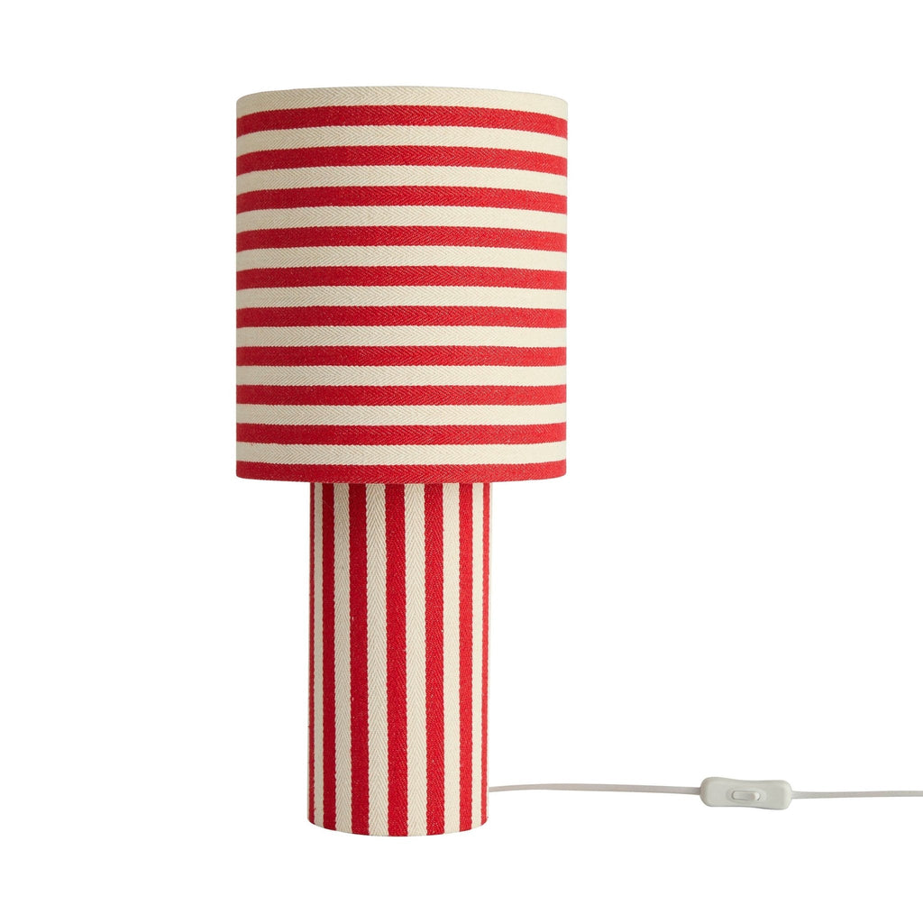 Dusklia - Lucia Striped Table Lamp - Red/White