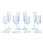 Dusklia - Lucinda Scalloped Edge 8 Piece Wine and Champagne Glasses - Blue