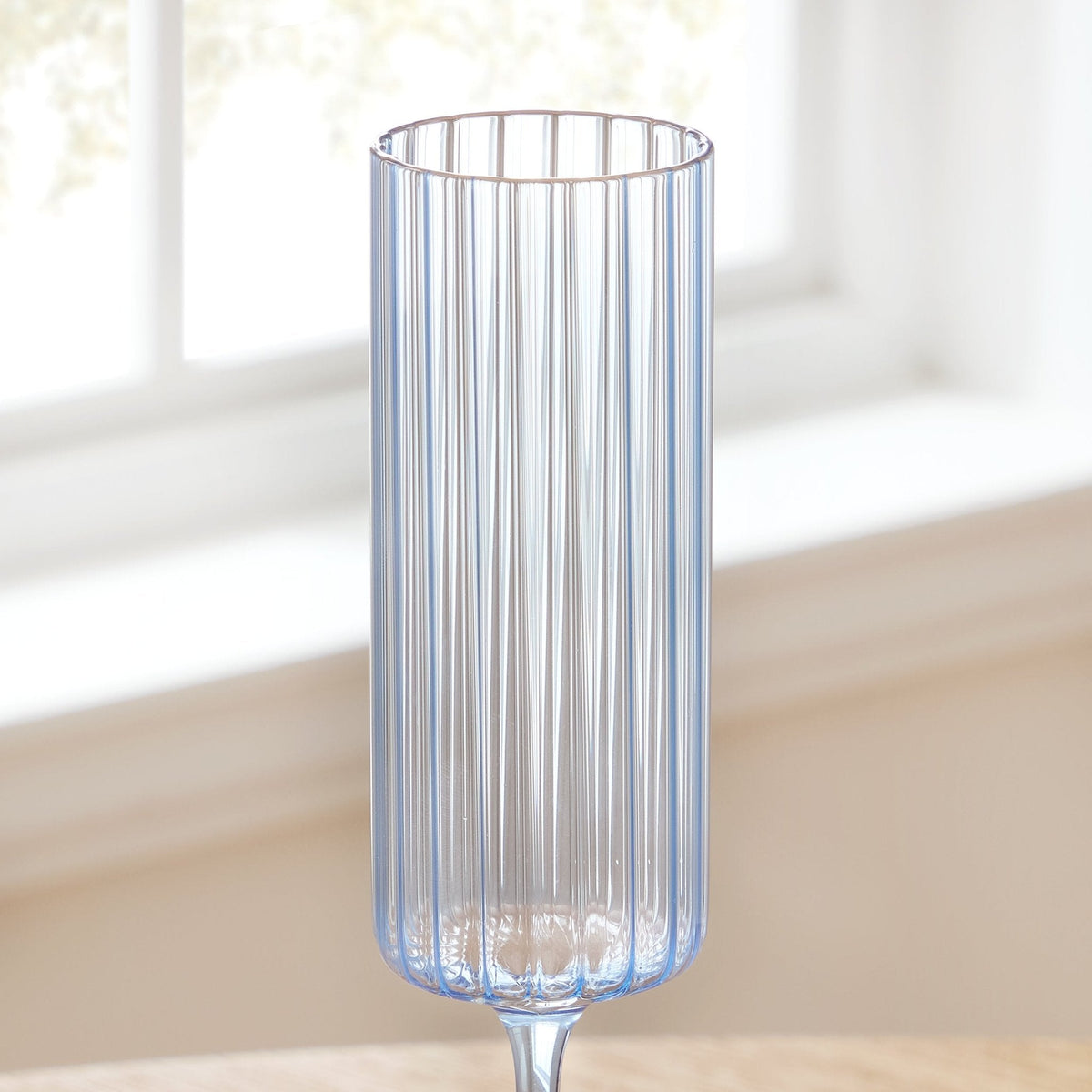 Dusklia - Lucinda Scalloped Edge Glass Flutes - Set of 4 - Blue
