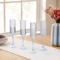 Dusklia - Lucinda Scalloped Edge Glass Flutes - Set of 4 - Blue