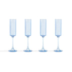 Dusklia - Lucinda Scalloped Edge Glass Flutes - Set of 4 - Blue
