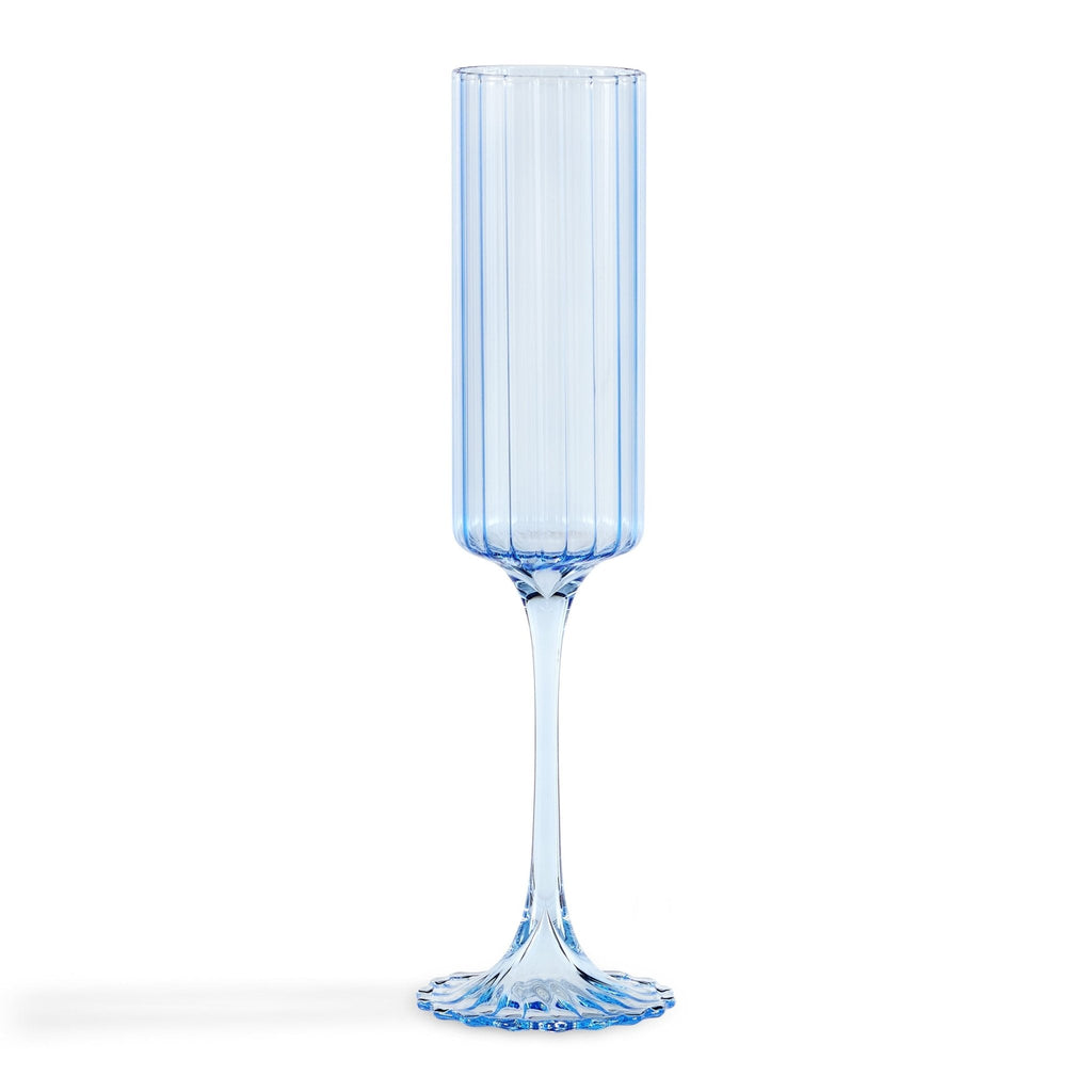 Dusklia - Lucinda Scalloped Edge Glass Flutes - Set of 4 - Blue