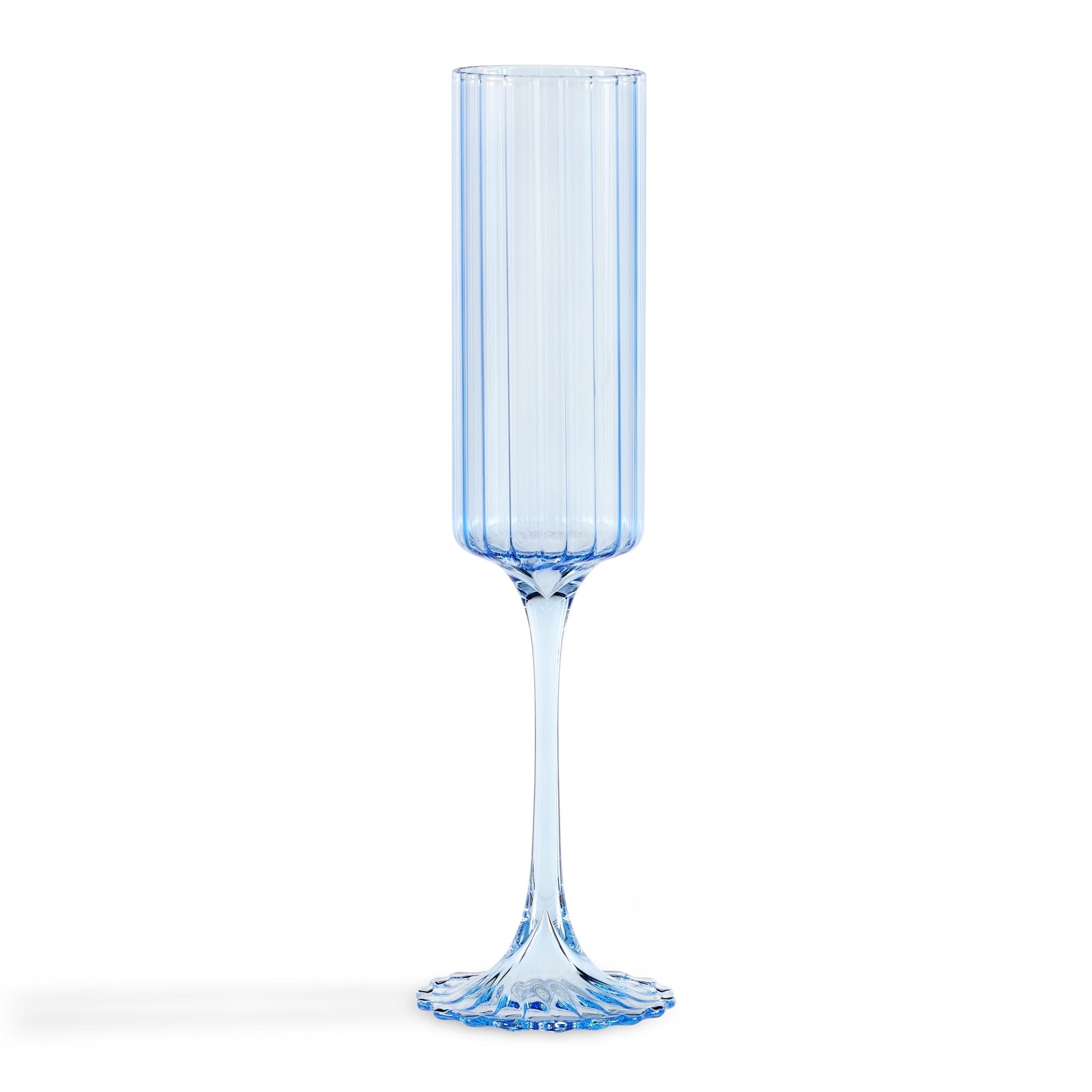 Dusklia - Lucinda Scalloped Edge Glass Flutes - Set of 4 - Blue