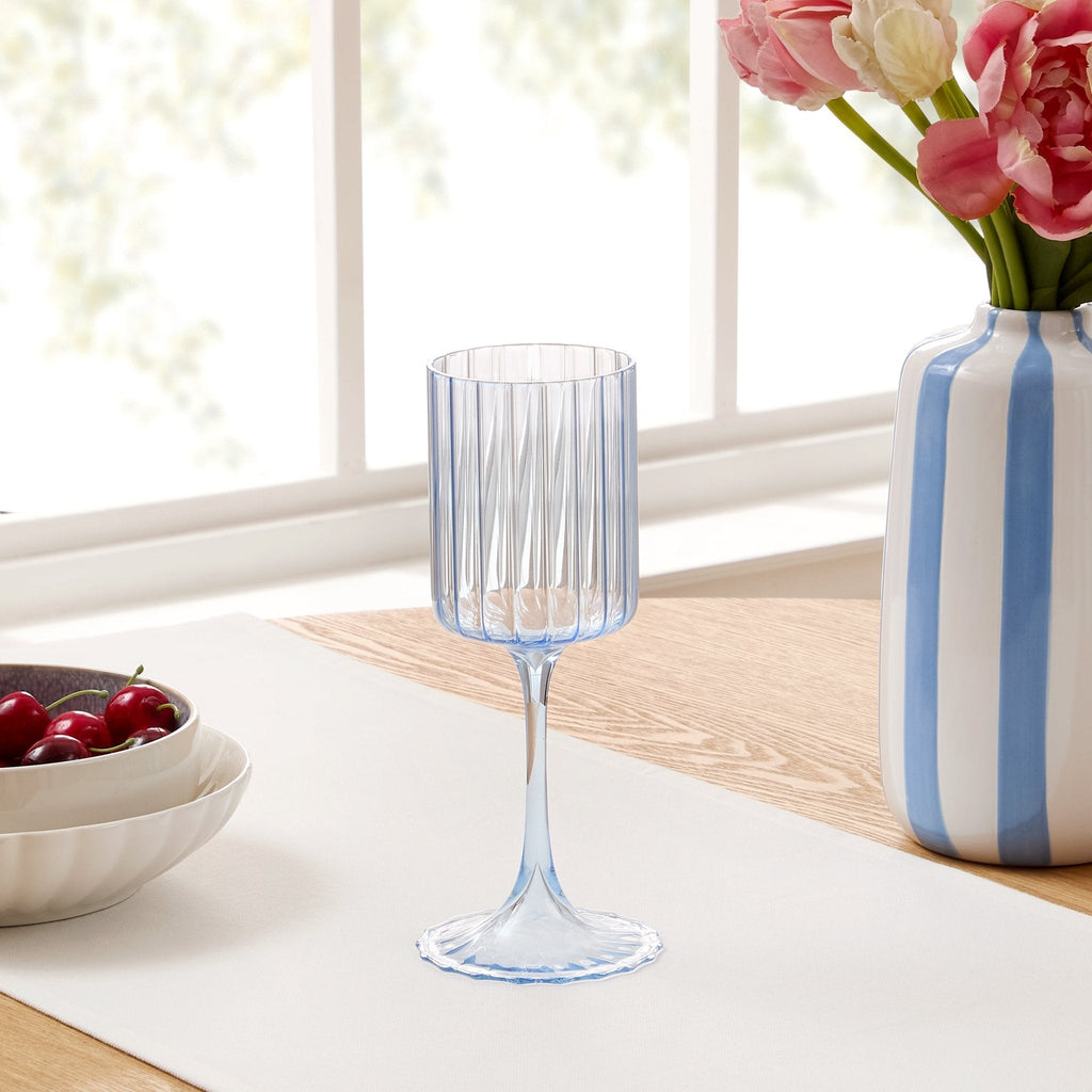Dusklia - Lucinda Scalloped Edge Wine Glasses - Set of 4 - Blue