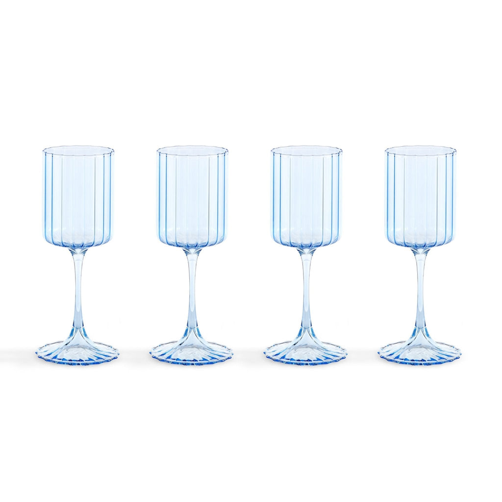 Dusklia - Lucinda Scalloped Edge Wine Glasses - Set of 4 - Blue