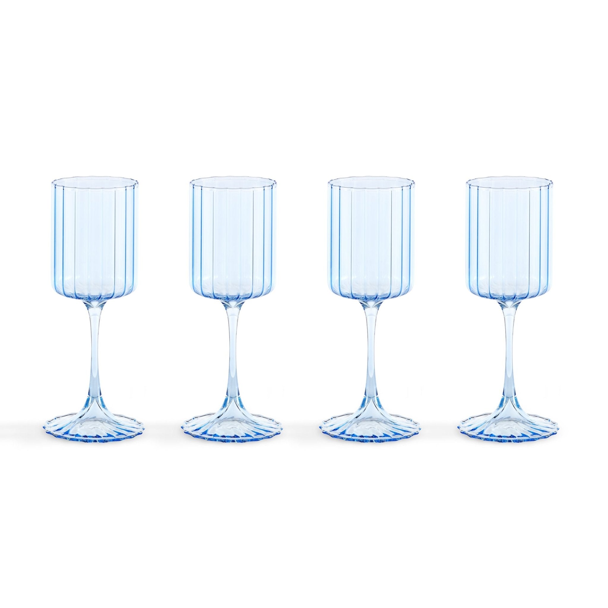 Dusklia - Lucinda Scalloped Edge Wine Glasses - Set of 4 - Blue