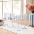 Dusklia - Lucinda Scalloped Edge Wine Glasses - Set of 4 - Blue