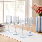 Dusklia - Lucinda Scalloped Edge Wine Glasses - Set of 4 - Blue