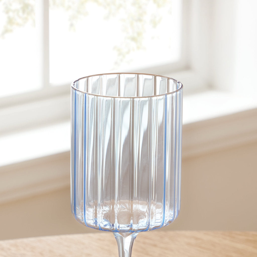 Dusklia - Lucinda Scalloped Edge Wine Glasses - Set of 4 - Blue