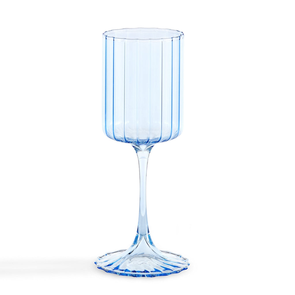 Dusklia - Lucinda Scalloped Edge Wine Glasses - Set of 4 - Blue