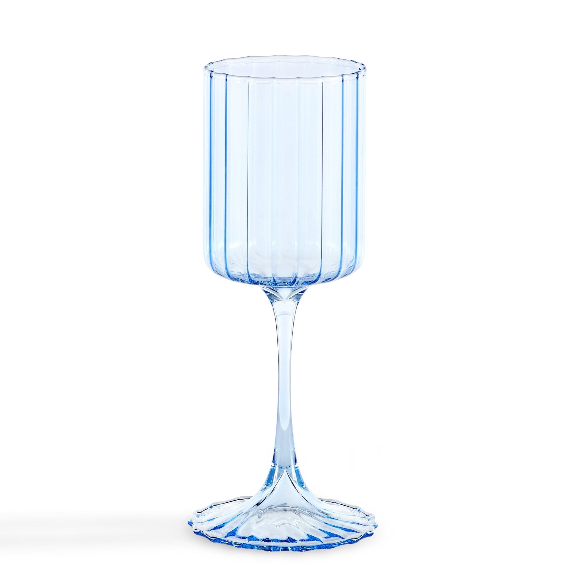 Dusklia - Lucinda Scalloped Edge Wine Glasses - Set of 4 - Blue