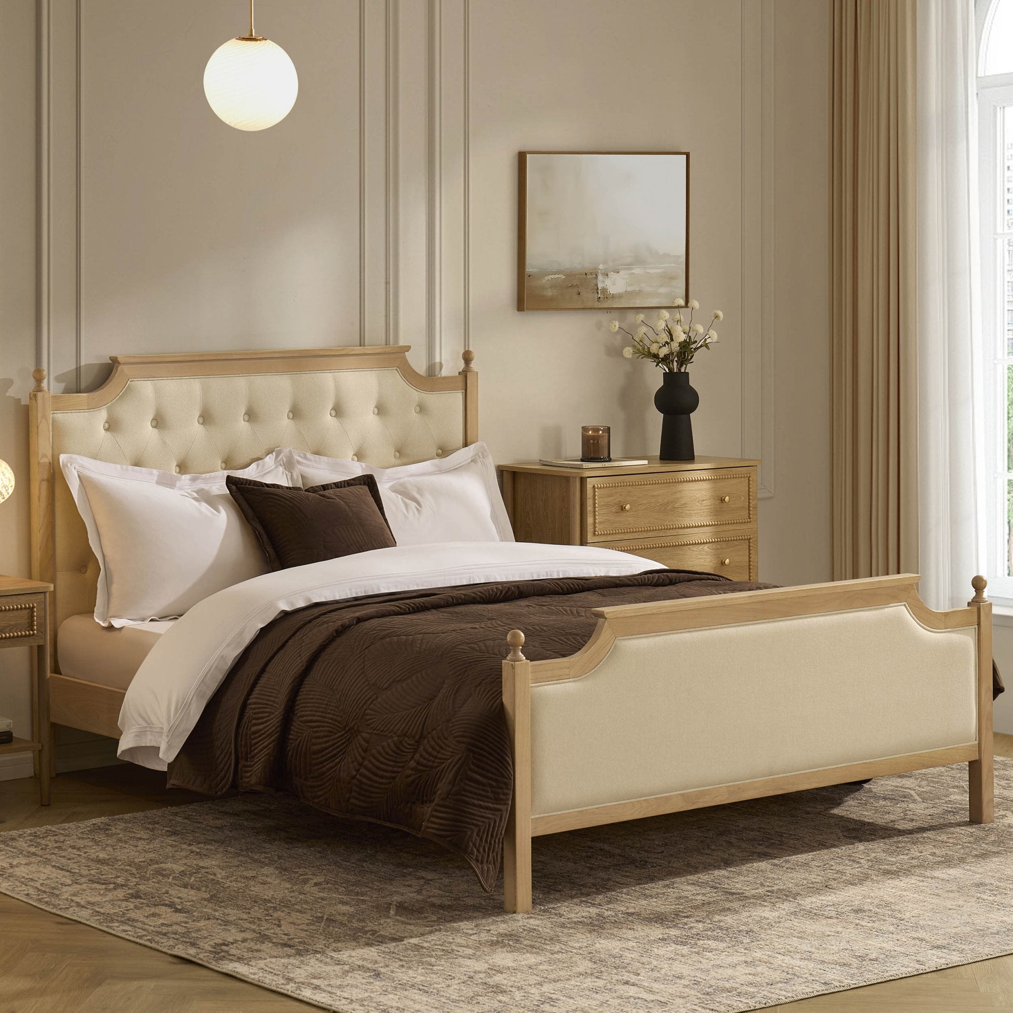 Dusklia - Luxor Bed Frame - Cream Linen