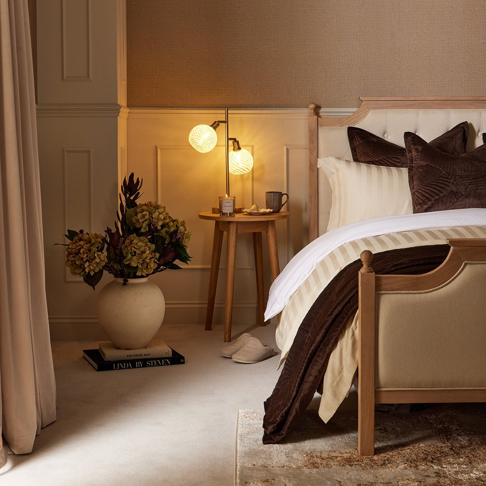 Dusklia - Luxor Bed Frame - Cream Linen
