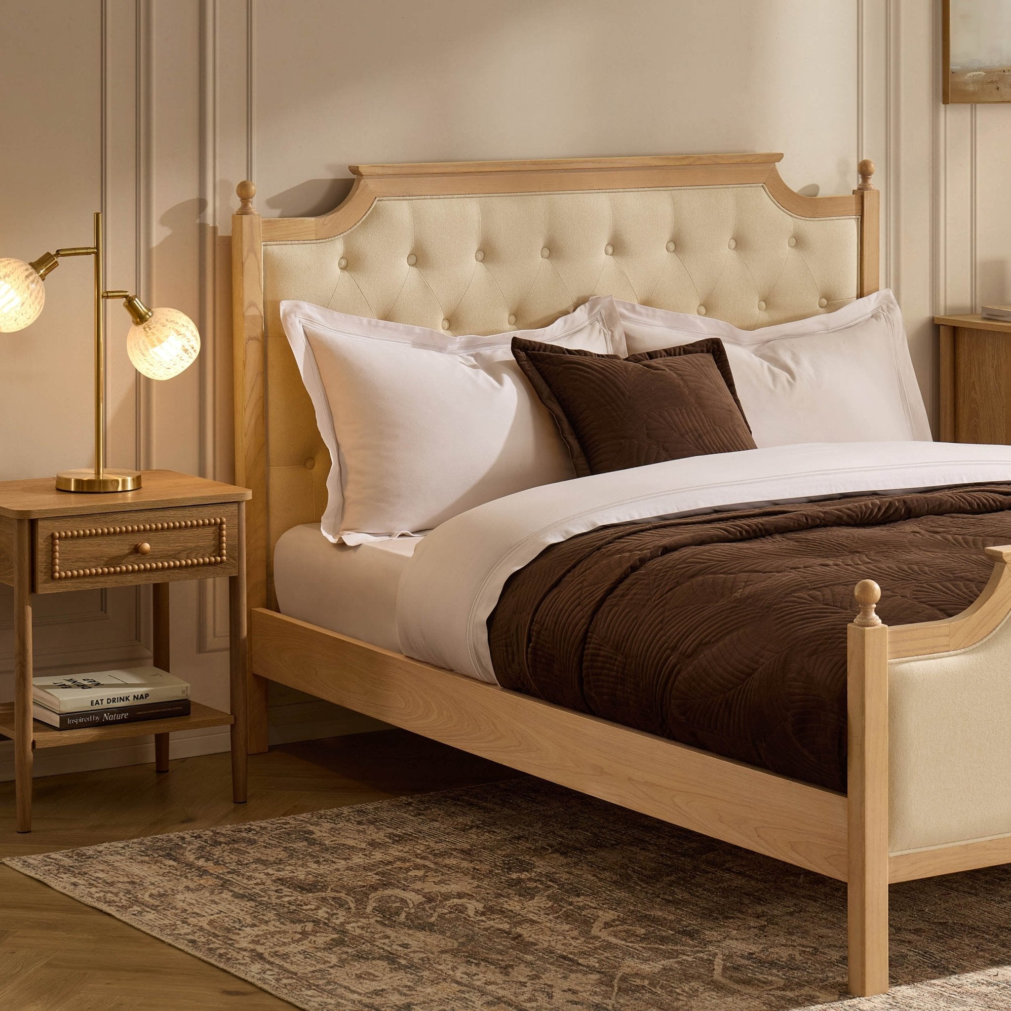 Dusklia - Luxor Bed Frame - Cream Linen