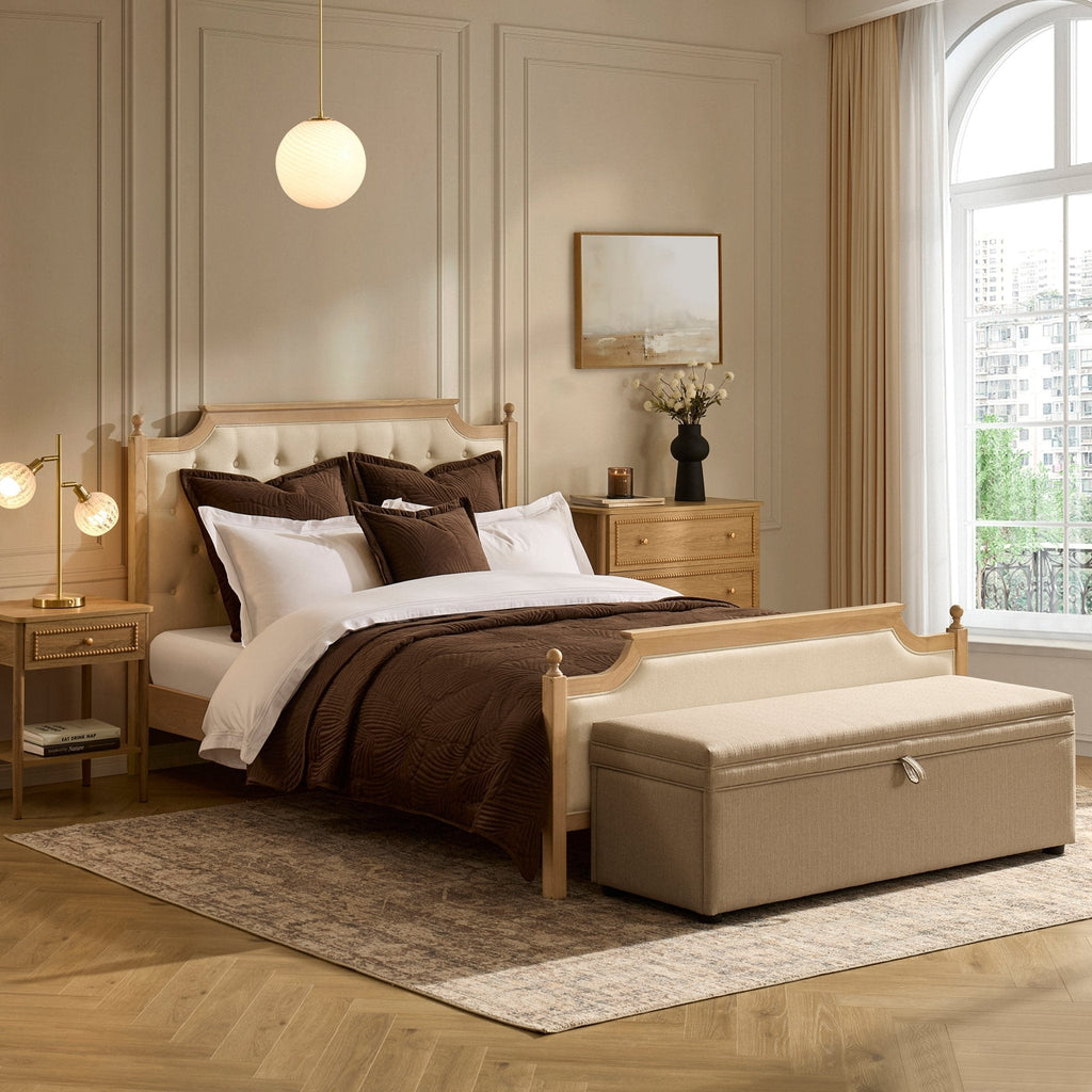 Dusklia - Luxor Bed Frame - Cream Linen