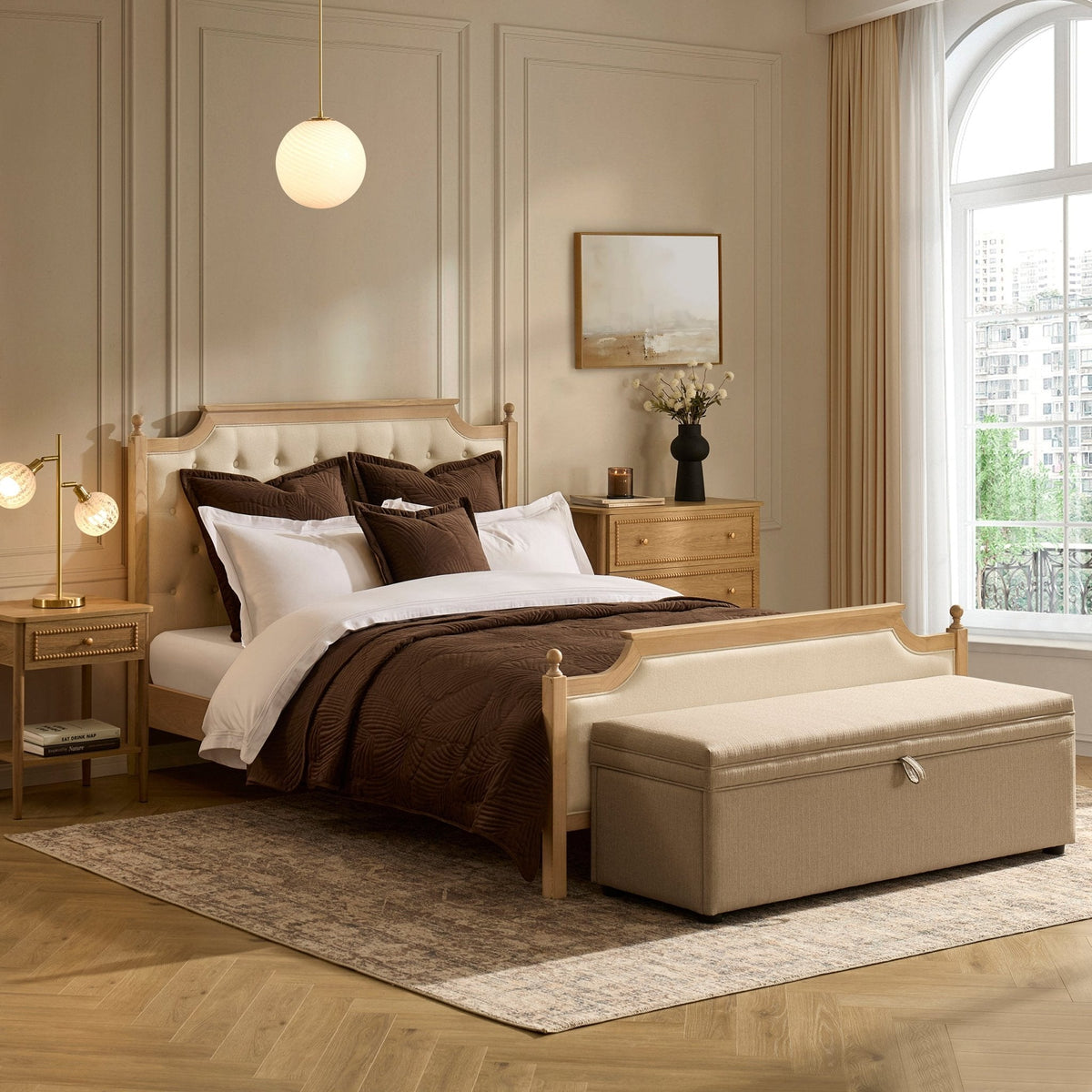 Dusklia - Luxor Bed Frame - Cream Linen