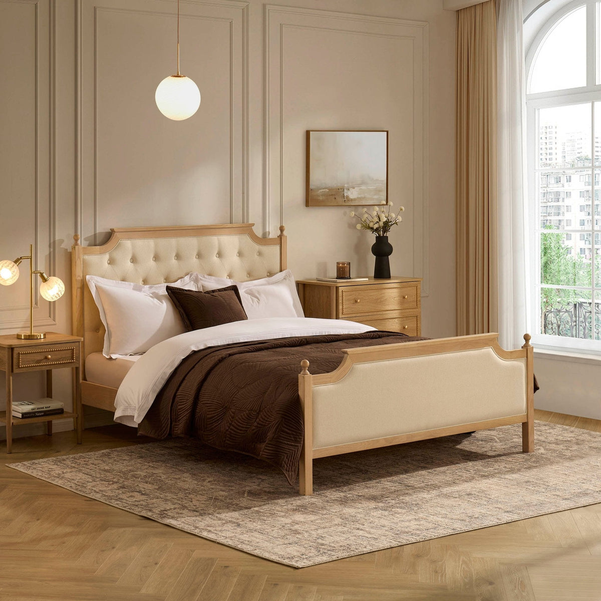 Dusklia - Luxor Bed Frame - Cream Linen