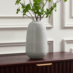 Dusklia - Lydia Ribbed Glaze Vase - Grey/White
