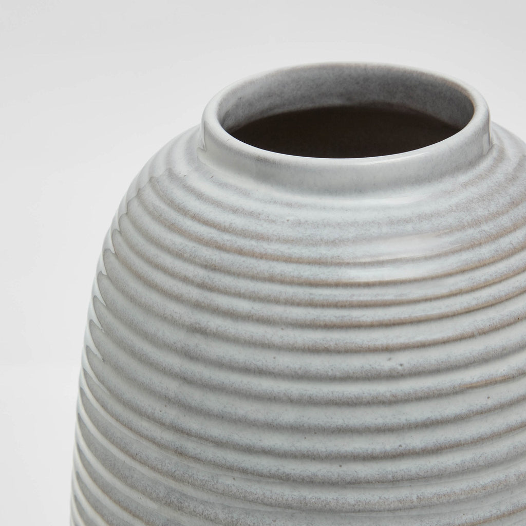 Dusklia - Lydia Ribbed Glaze Vase - Grey/White