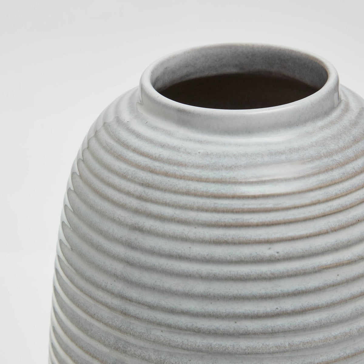 Dusklia - Lydia Ribbed Glaze Vase - Grey/White