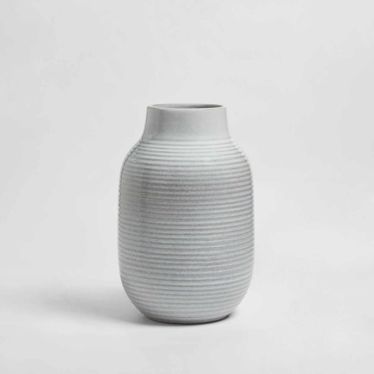 Dusklia - Lydia Ribbed Glaze Vase - Grey/White