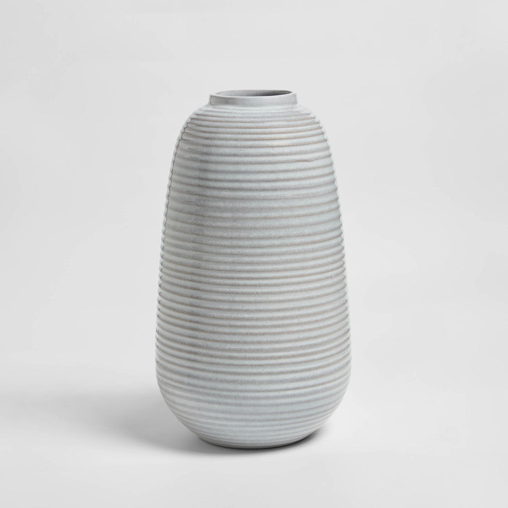 Dusklia - Lydia Ribbed Glaze Vase - Grey/White