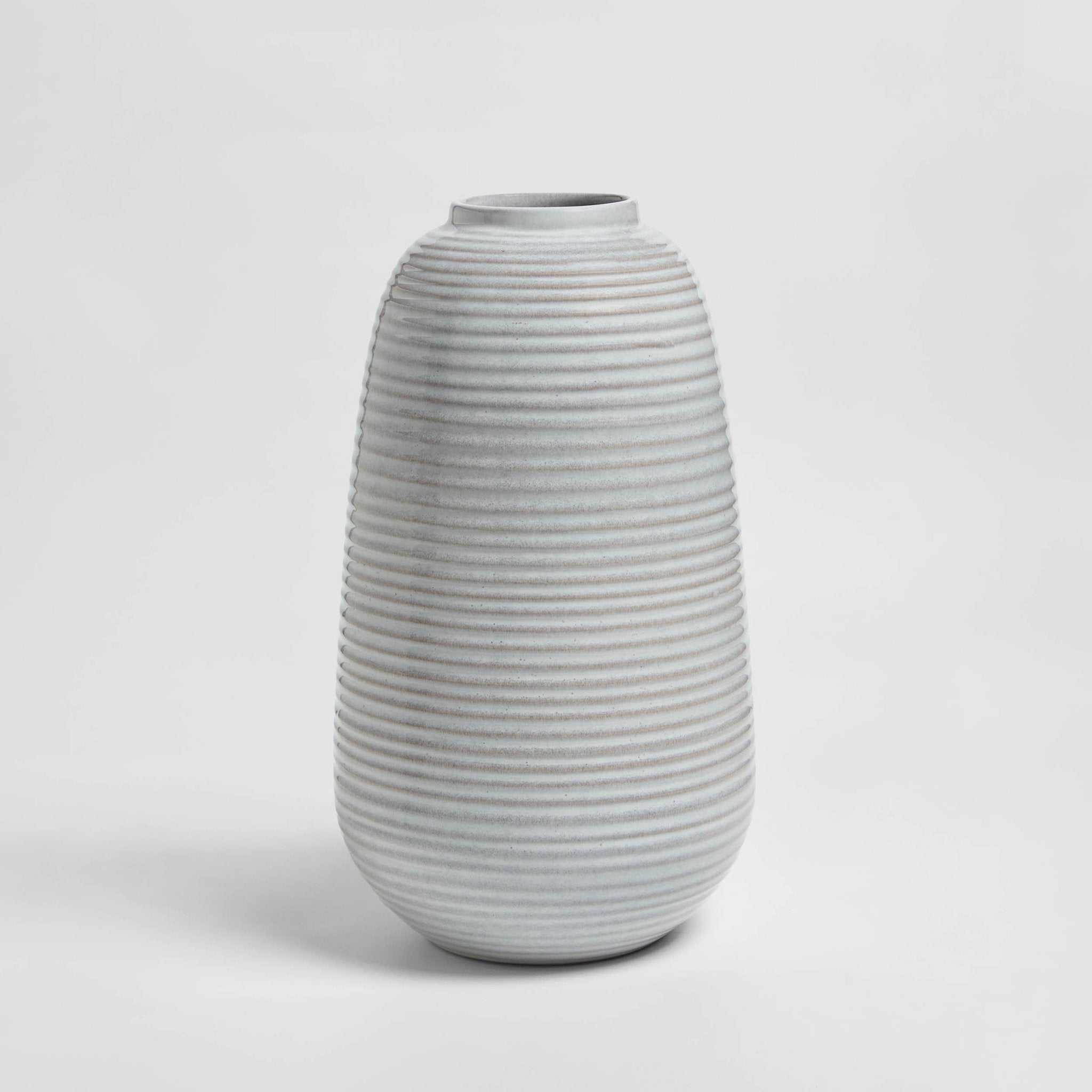 Dusklia - Lydia Ribbed Glaze Vase - Grey/White
