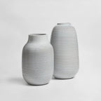 Dusklia - Lydia Ribbed Glaze Vase - Grey/White