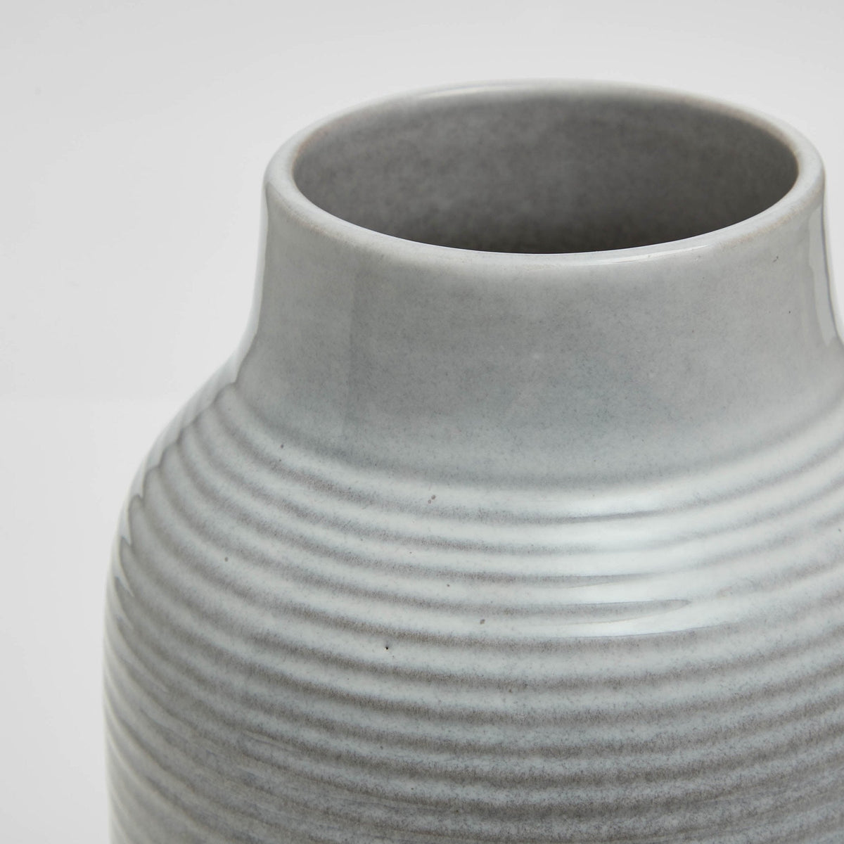 Dusklia - Lydia Ribbed Glaze Vase - Grey/White