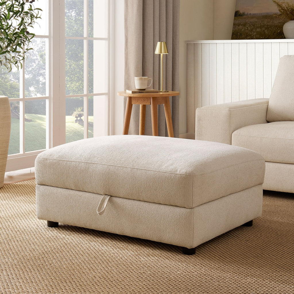 Dusklia - Lyon Storage Pouffe - Speckled Sand Boucle