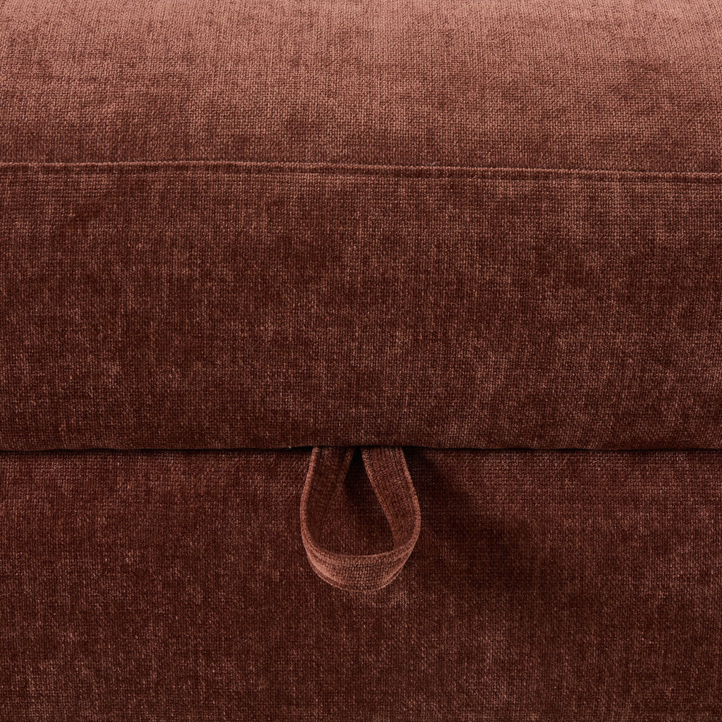 Dusklia - Lyon Storage Pouffe - Chenille Dark Rust