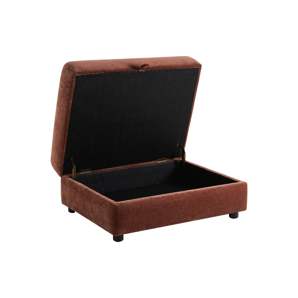 Dusklia - Lyon Storage Pouffe - Chenille Dark Rust
