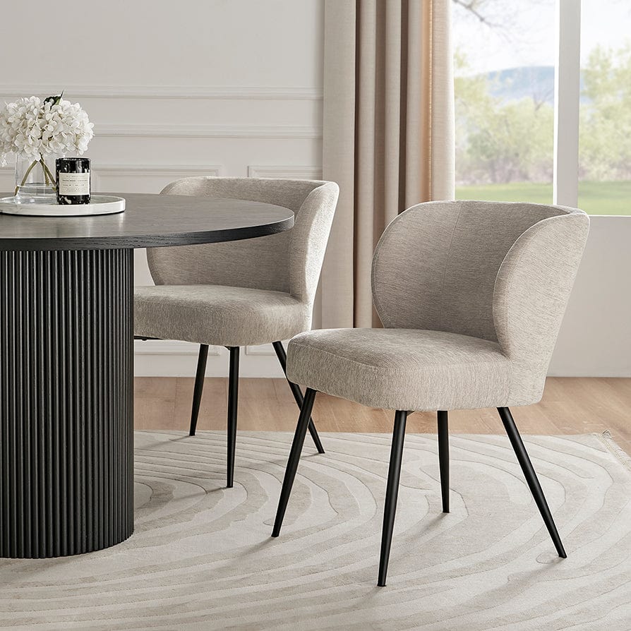Dusklia - Mabel Set of 2 Dining Chairs - Chenille - Natural