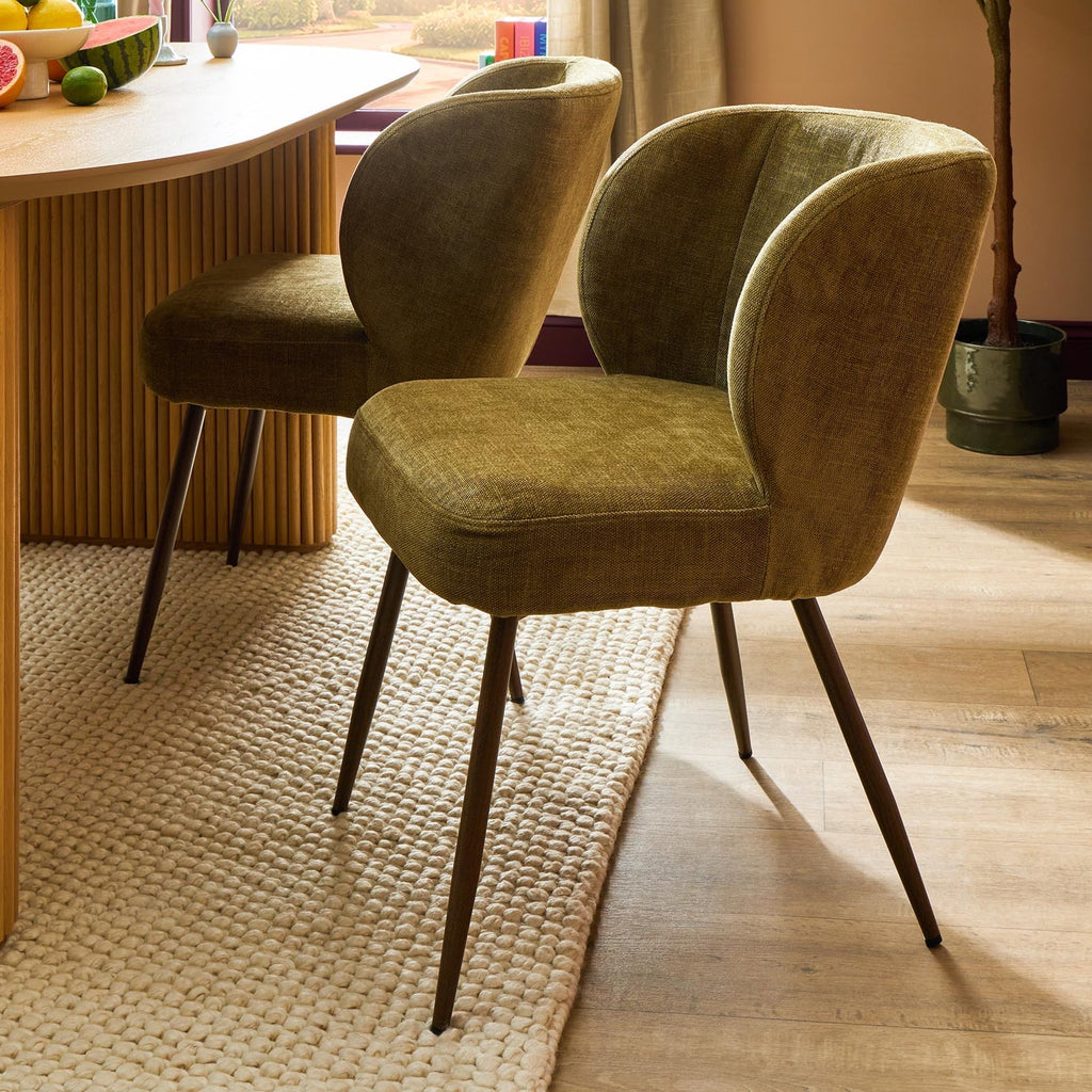 Dusklia - Mabel Set of 2 Dining Chairs - Chenille Olive