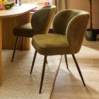 Dusklia - Mabel Set of 2 Dining Chairs - Chenille Olive