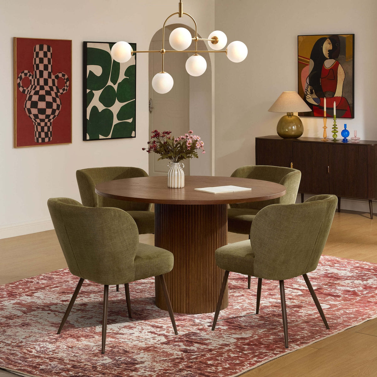Dusklia - Mabel Set of 2 Dining Chairs - Chenille Olive