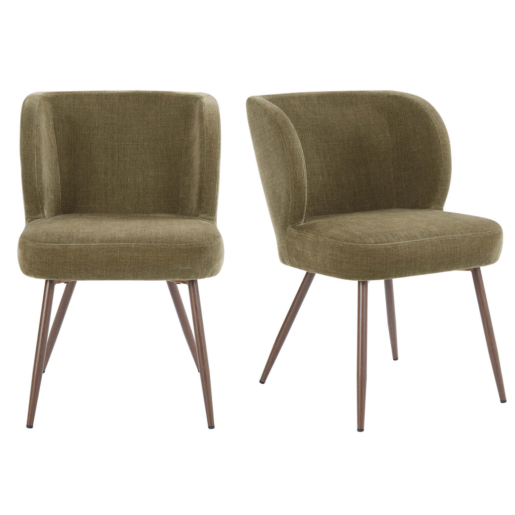 Dusklia - Mabel Set of 2 Dining Chairs - Chenille Olive