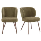 Dusklia - Mabel Set of 2 Dining Chairs - Chenille Olive